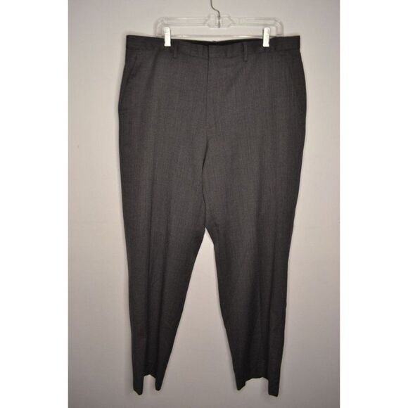 Calvin Klein Men's 38x32 Grey Wool Blend High Rise Flat Front Dress Pants - Picture 4 of 13